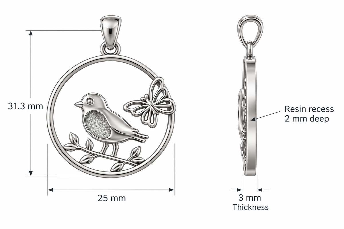 PRE-ORDER - READ DESCRIPTION - Robin and Butterfly Stainless Steel Pendant Blank