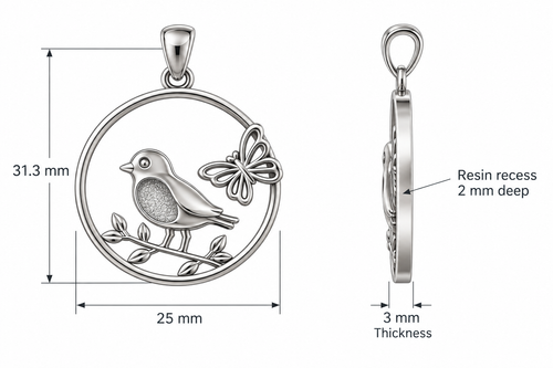 PRE-ORDER - READ DESCRIPTION - Robin and Butterfly Stainless Steel Pendant Blank