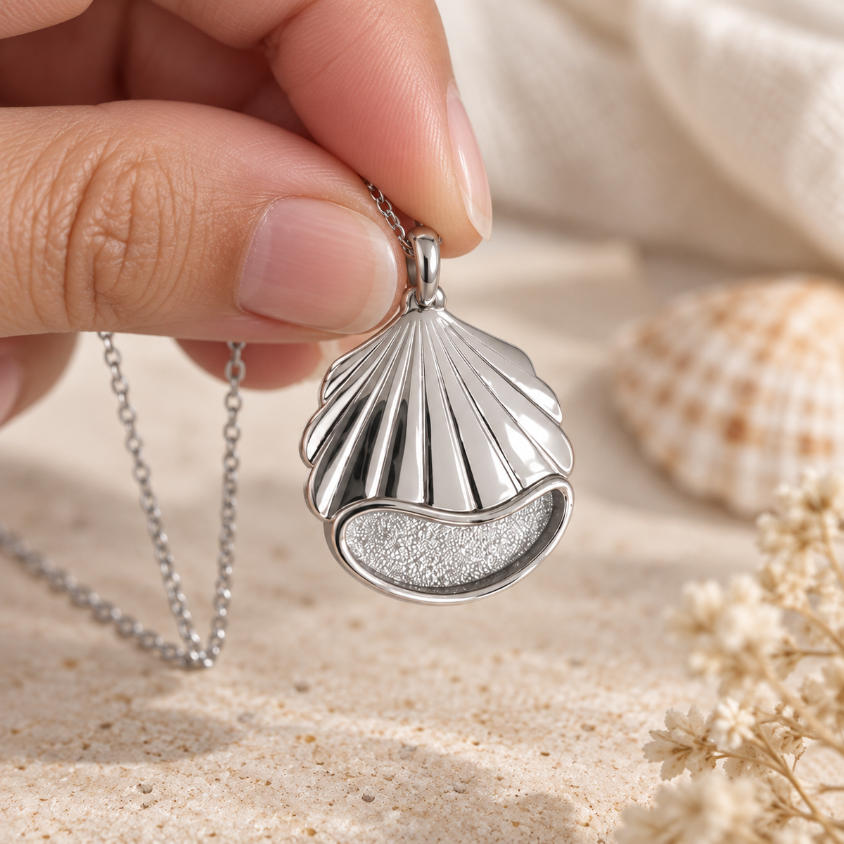 PRE-ORDER READ DESCRIPTION Seashell Pendant in Stainless Steel
