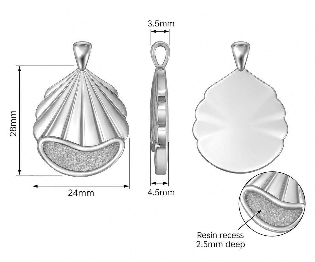 PRE-ORDER READ DESCRIPTION Seashell Pendant in Stainless Steel