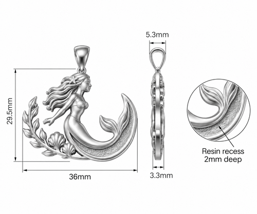 PRE-ORDER READ DECRIPTION Mermaid Memorial Brooch Blank