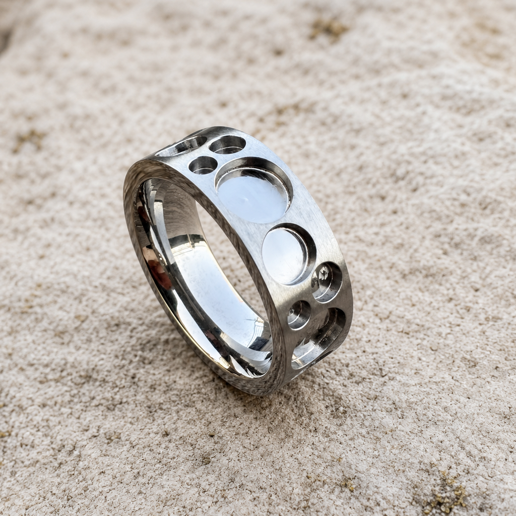 Bubble Forms Titanium Inlay Ring