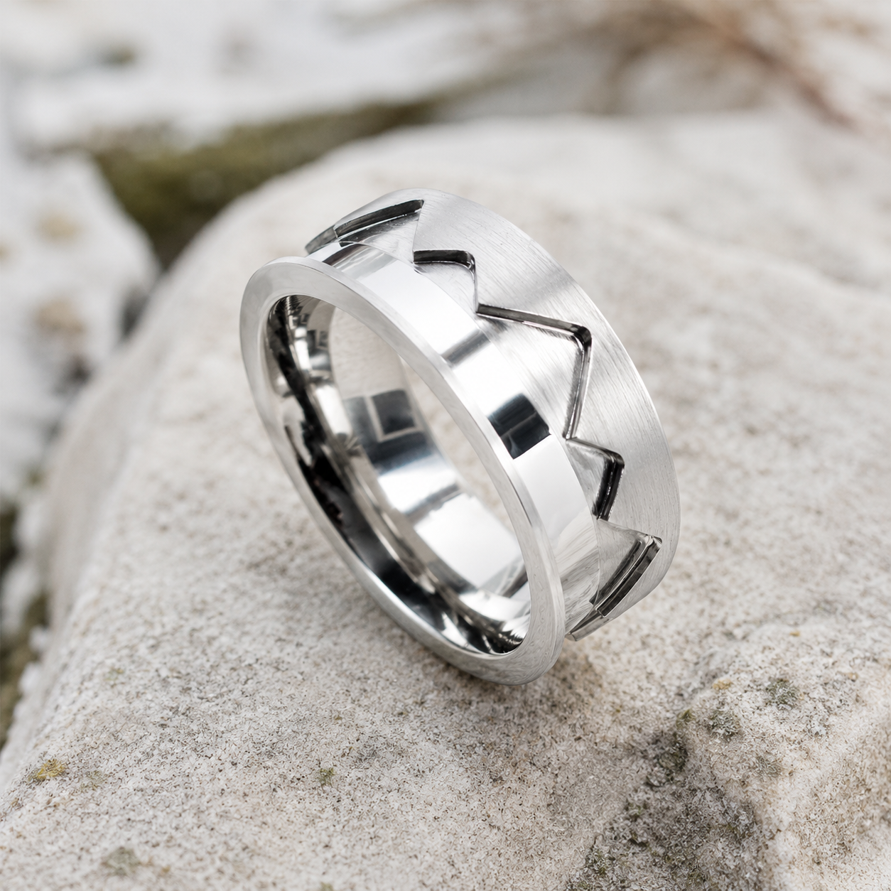 Mountain Peak Titanium Inlay Ring