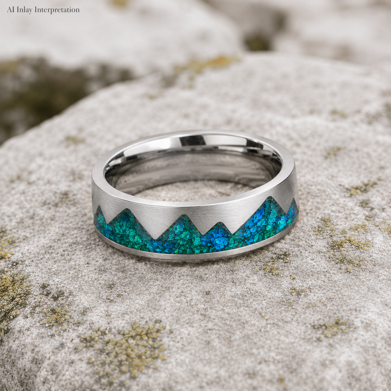 Mountain Peak Titanium Inlay Ring