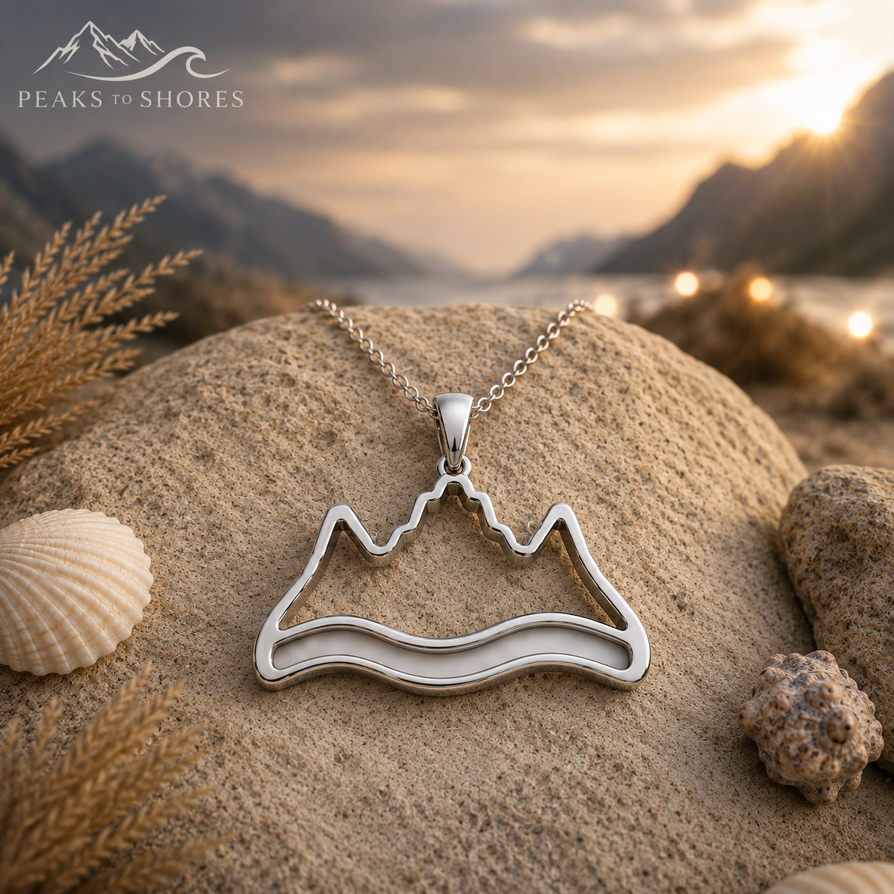Mountain & River Stainless Steel Blank Pendant
