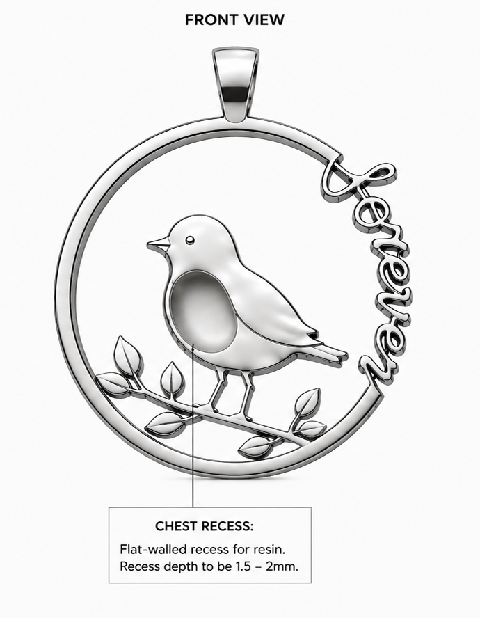 Forever Robin Stainless Steel Pendant Blank